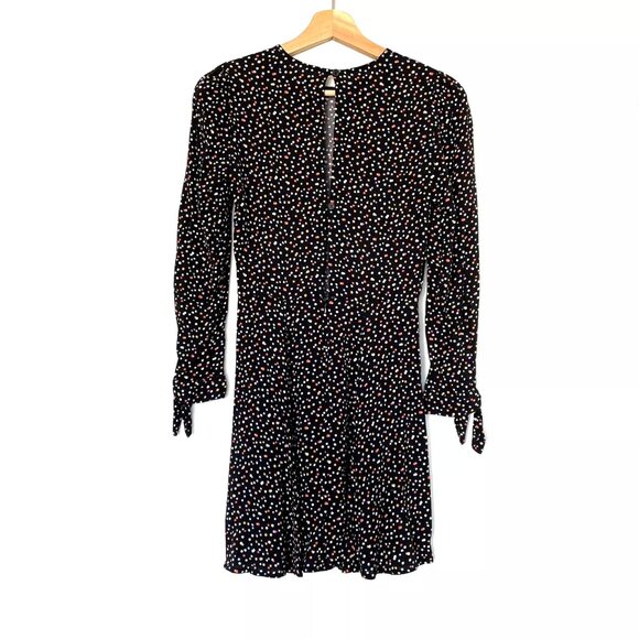 Reformation Long Sleeve Samantha Black Multicolor Mini Dot Dress Size 6 - Picture 3 of 10